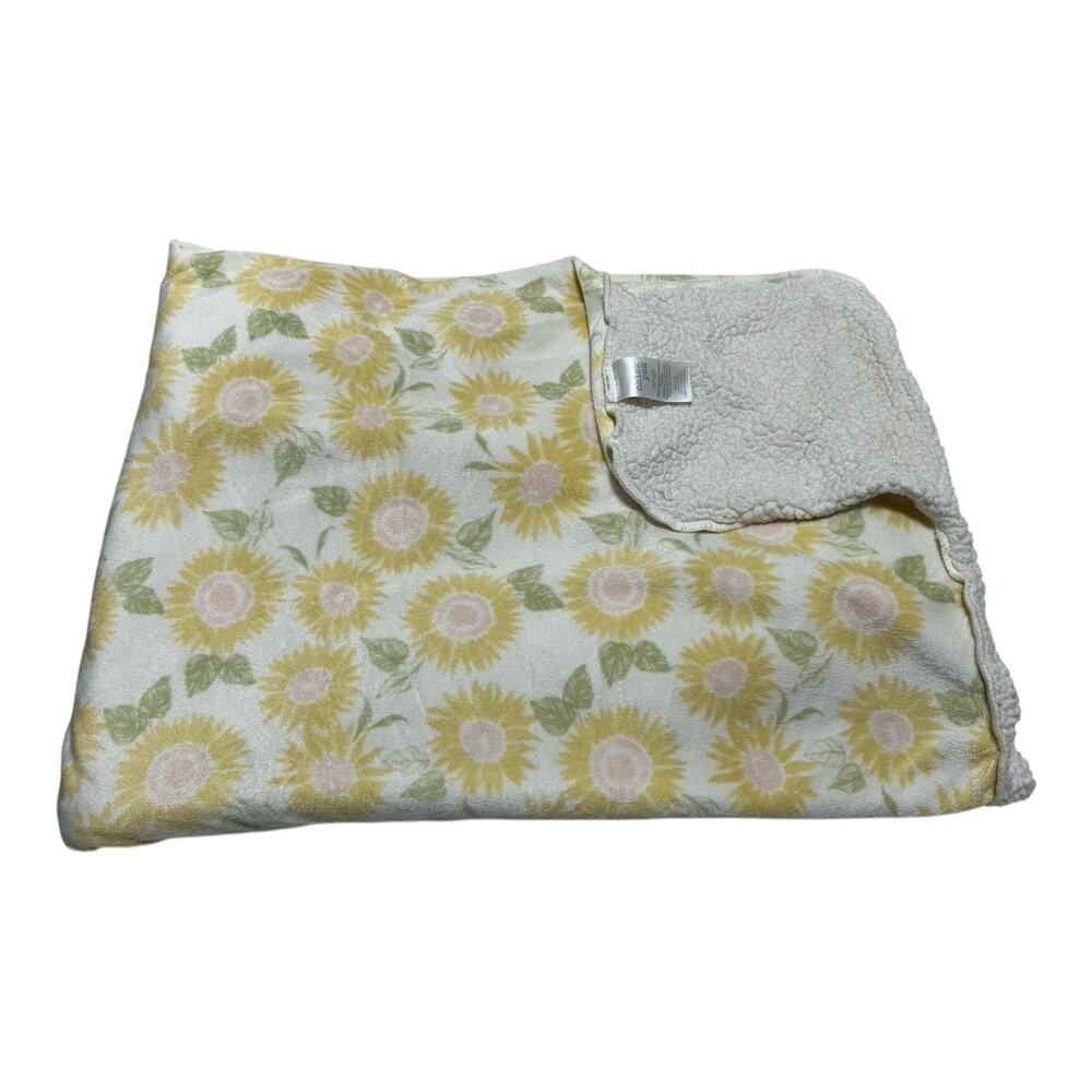 Chick Pea Yellow Floral Sunflower Baby Blanket Sherpa